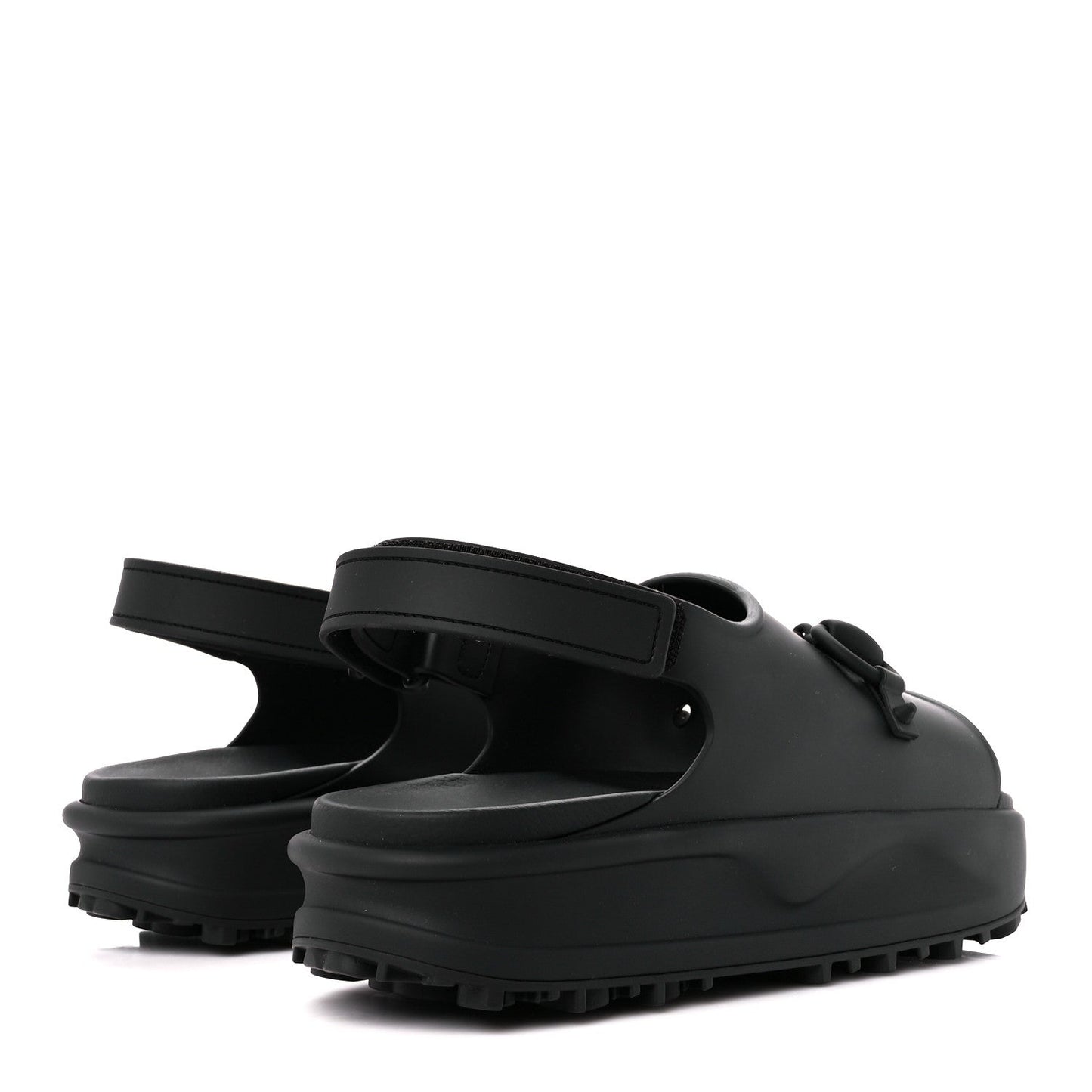 Amelia Soft Rubber Mens Horsebit Platform Slingback Sandals 9 Black