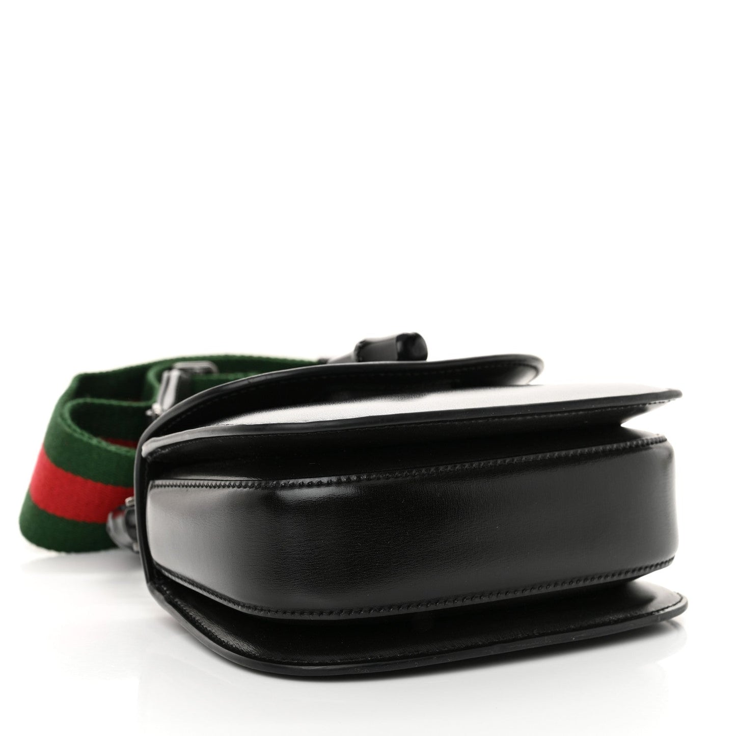Amelia Boarded Dyana Lux Calfskin Web Monochrome Mini Bamboo 1947 Top Handle Bag Black