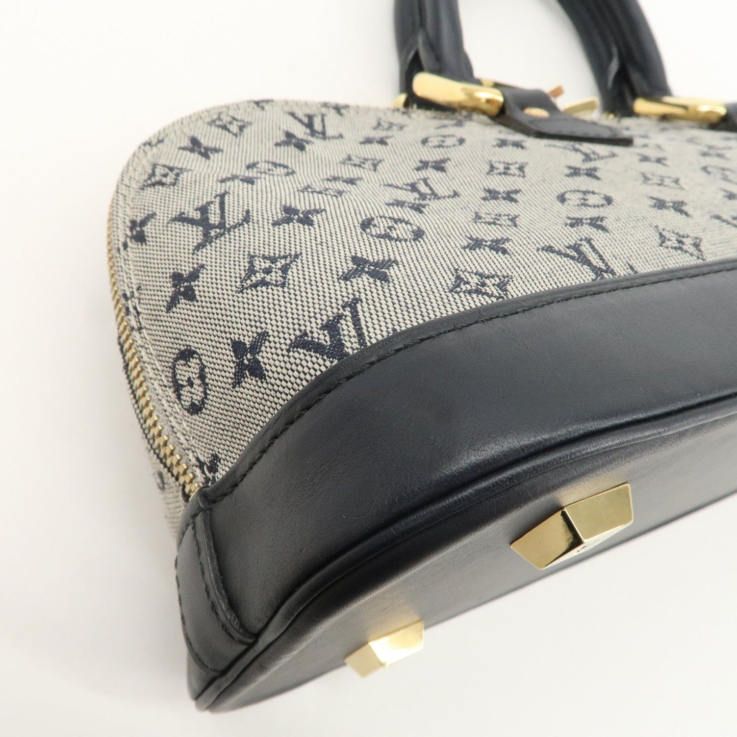 Louis Vuitton Monogram Mini Alma Long Hand Bag Blue M92205