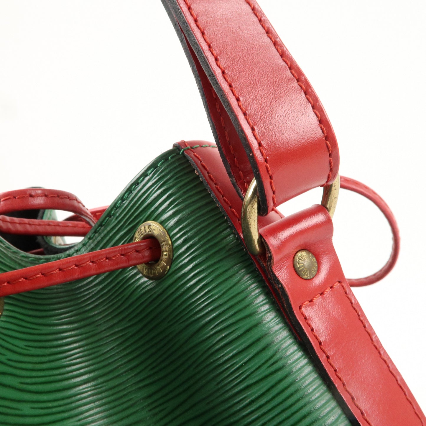 Louis Vuitton Epi Petit Noe Shoulder Bag Bi ColorGreen Red M44147