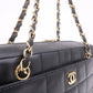 CHANEL Chocolate Bar Lamb Skin Chain Shoulder Bag Black