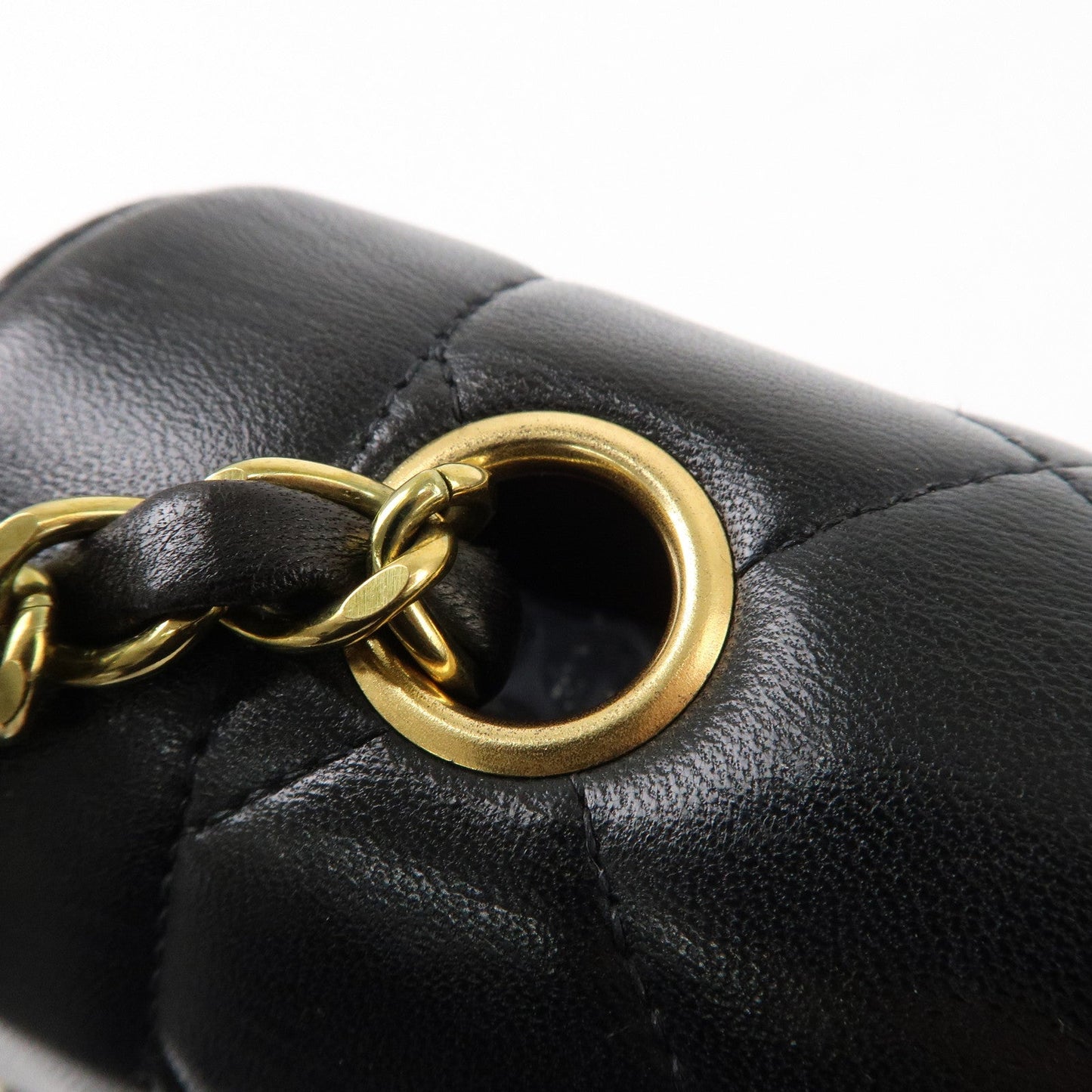 CHANEL Matelasse Lambskin Diana Chain Shoulder Bag Black A01165