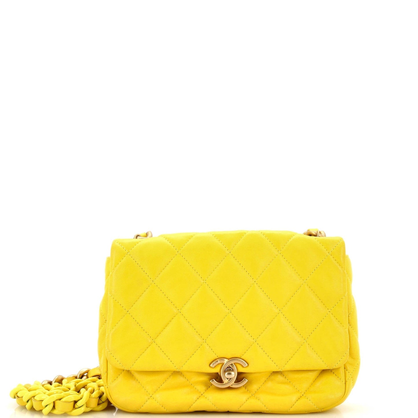 CHANEL Lacquered Metal CC Flap Bag Quilted Lambskin Small