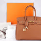 Luxury Hermes BIRKIN 25 - 40CM (WITH SERIAL NUMBER) GOLD COLOR TOGO LEATHER, GOLD HARDWARE, WITH KEYS, LOCK, DUST & BOX