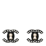 Amelia Resin Crystal Pearl CC Earrings Black