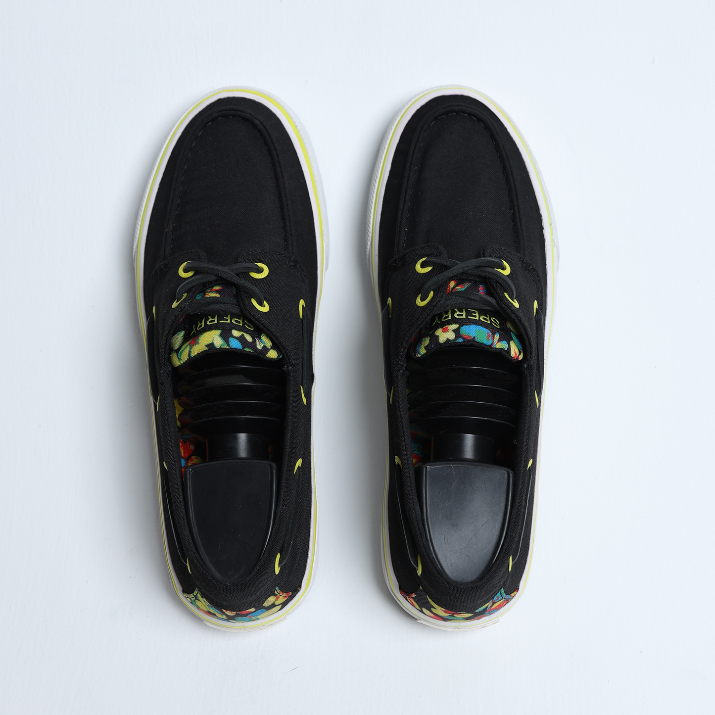 Sperry Men's Boat Shoe - Black with Neon Accents