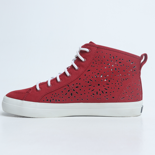 Sperry - Women Canvas High Top Cut Out White Lace