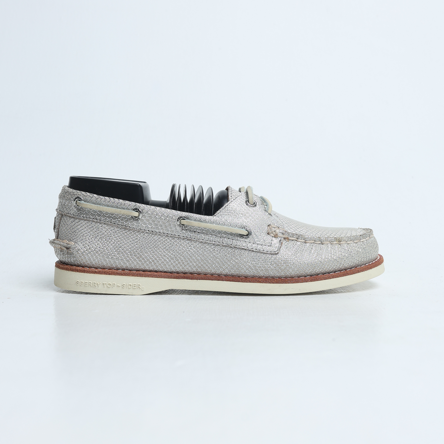 Sperry - Women's Top Sider A/O 2 EYE Python Silver Flat Boat