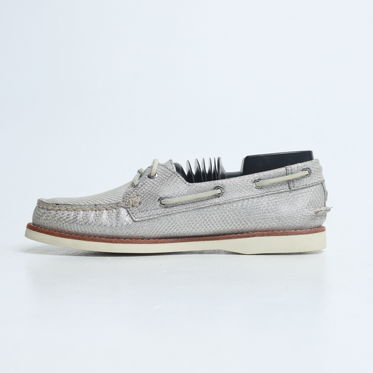 Sperry - Women's Top Sider A/O 2 EYE Python Silver Flat Boat