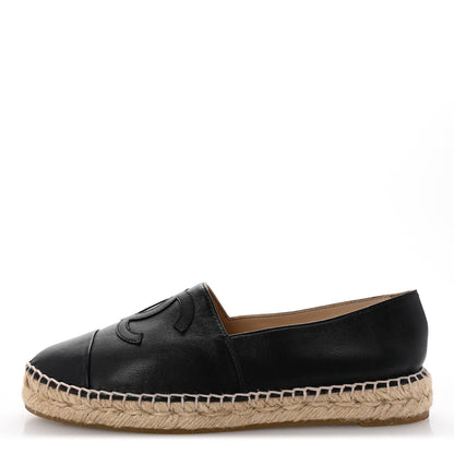 Amelia Lambskin CC Espadrilles 39 Black
