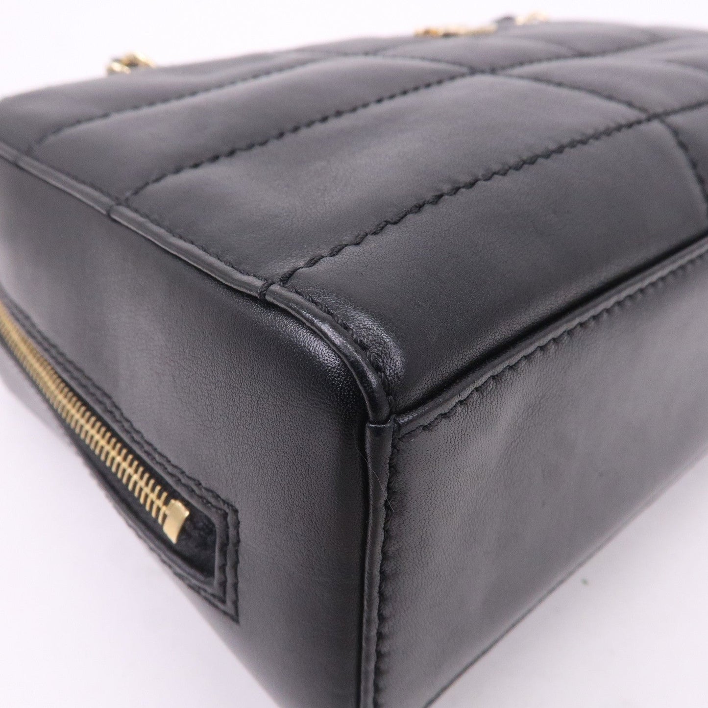 CHANEL Chocolate Bar Lamb Skin Chain Shoulder Bag Black