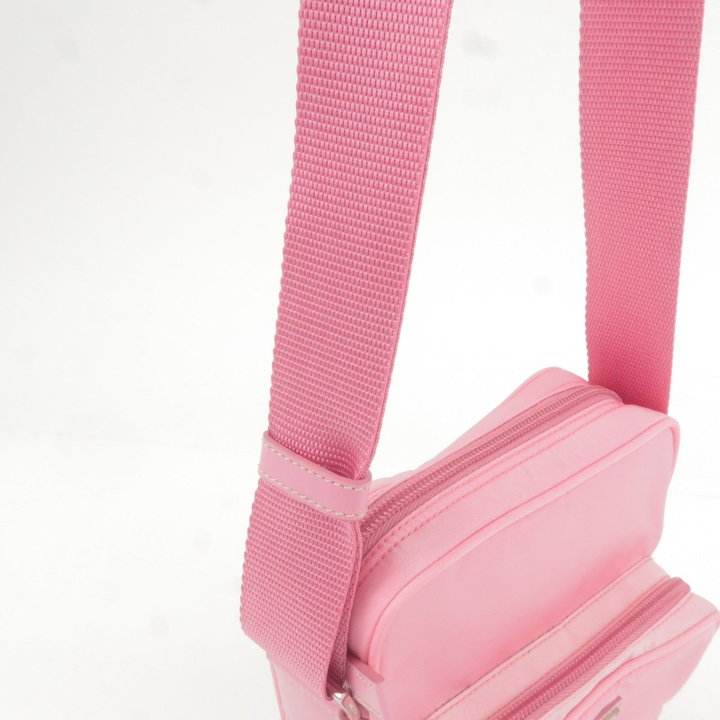 Prada Nylon Leather Shoulder Bag Pouch Purse Pink  BT0169