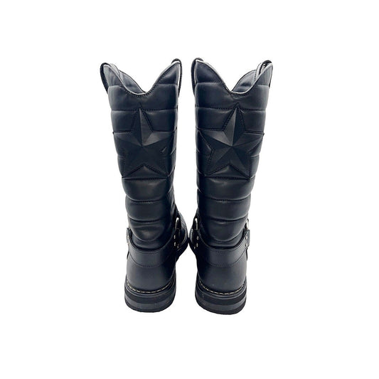 Chanel  Quilted Calfskin Star Biker Boots Sz 40