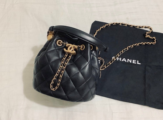 CHL -  Classic Bucket Bag Gold Toned Hardware Black For Women 7.8in/20cm