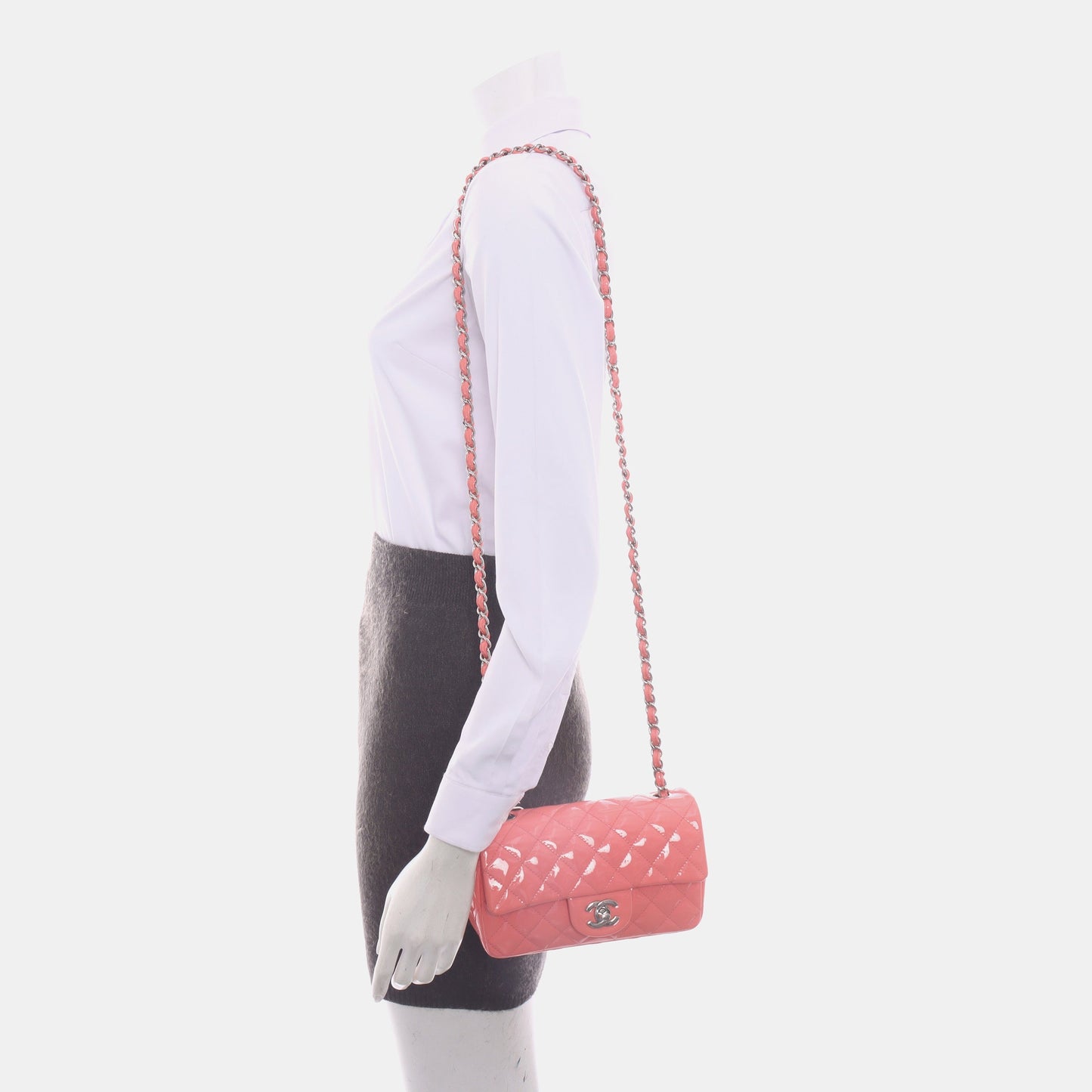 Chanel Classic Flap Mini Pink Patent Leather Silver Hardware, 2015-2016