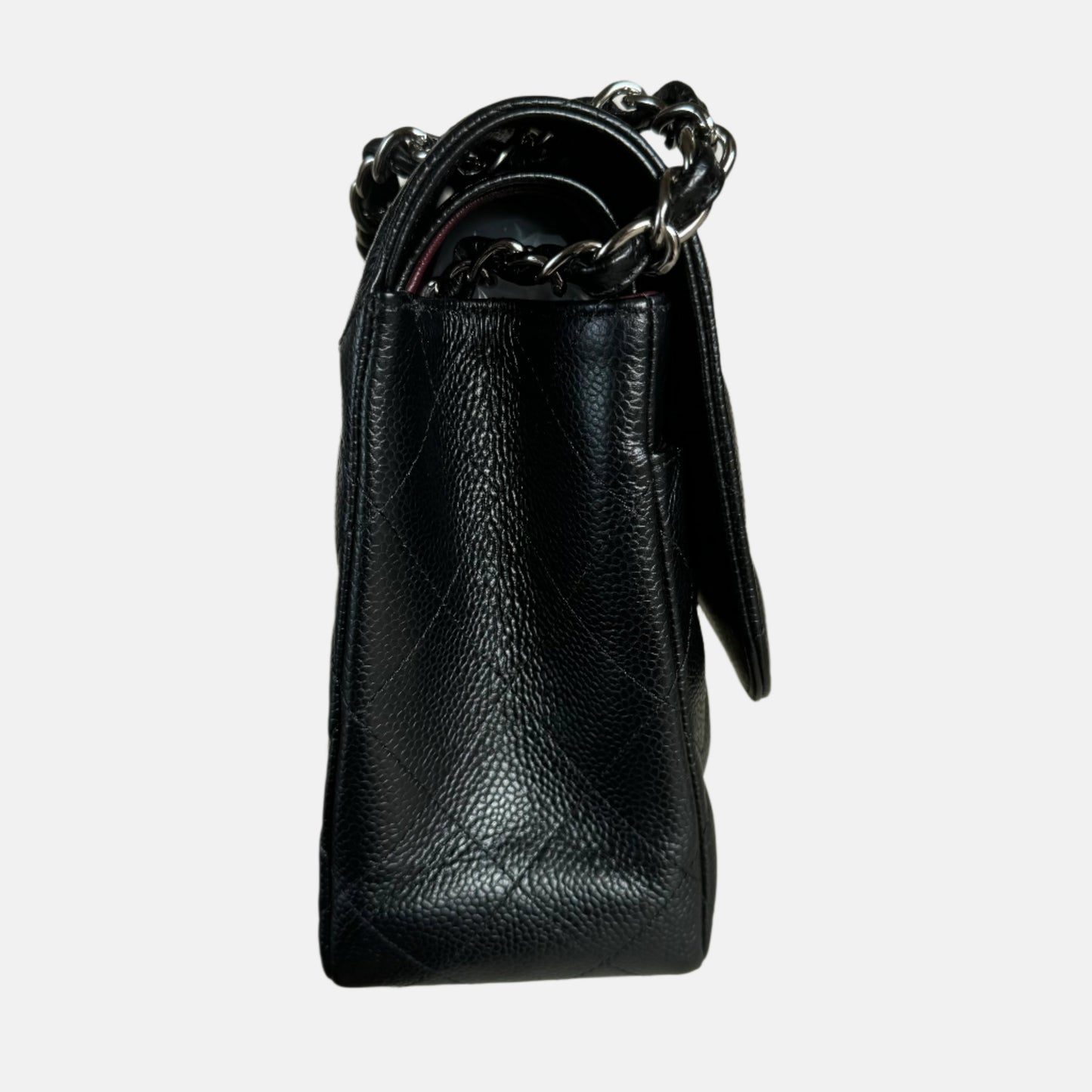 Chanel Classic Flap Jumbo Black Caviar Leather Double Flap with Silver Hardware, 2014