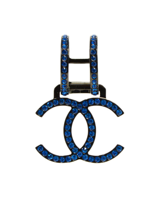 Chanel Blue Strass Crystal Single Clip On Earring