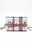 CHANEL Multicolor Tweed Logo Wallet On Chain WOC