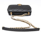 CHANEL Small Black Crystal Pearls Chain Lambskin Quilted Flap Bag