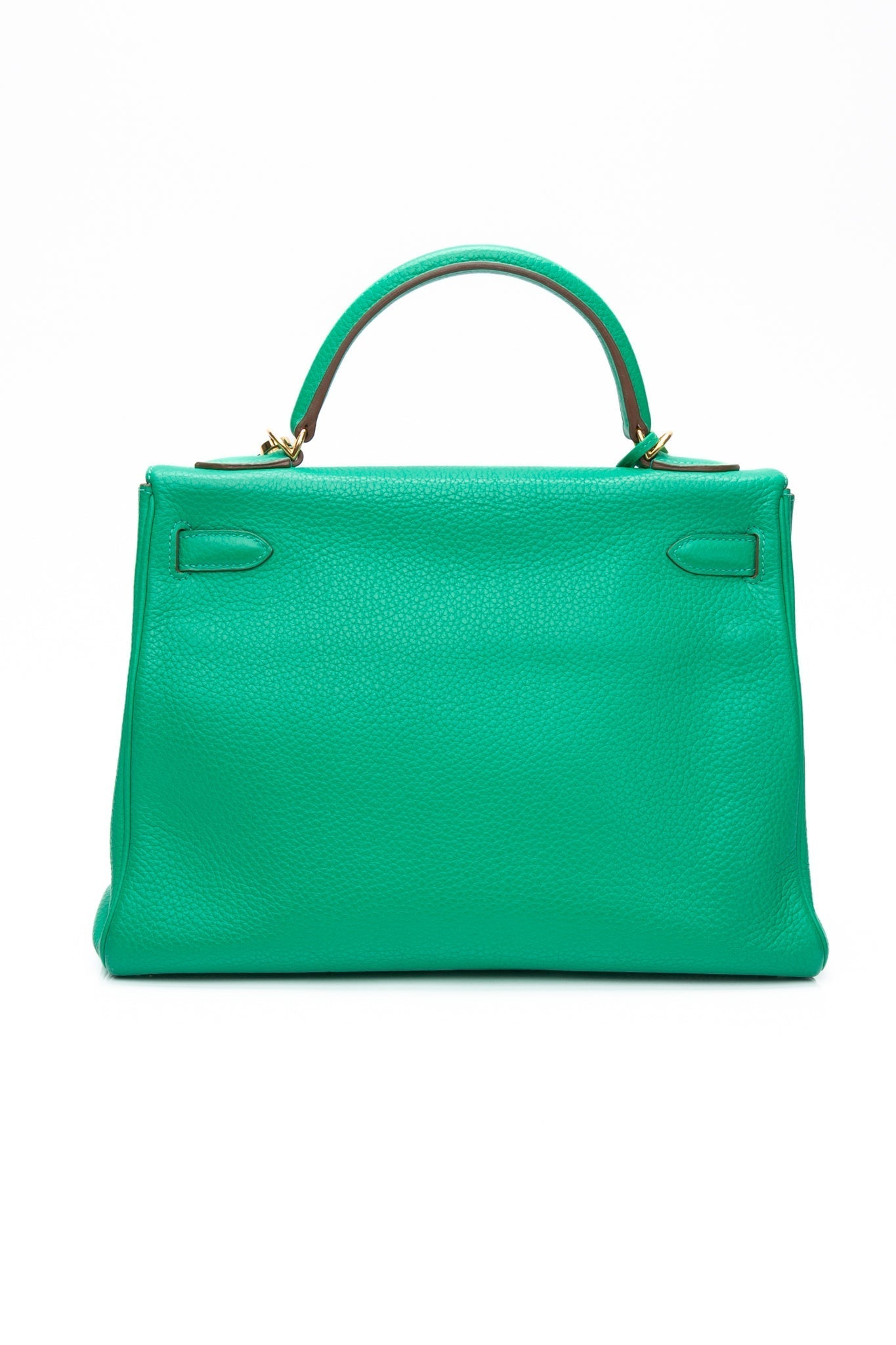 HERMES Menthe Green Kelly 32 Clemence Leather with Gold Hardware