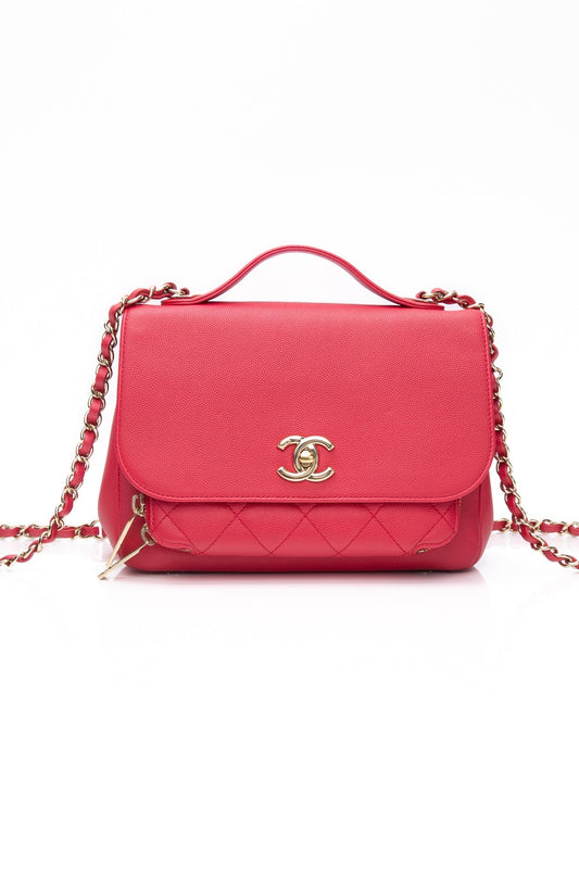 CHANEL Small Raspberry Caviar Quilted Business Affinity Flap Bag