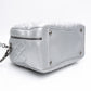 CHANEL Silver Metallic Calfskin Quilted Medium Airlines Round Trip Bowling Bag
