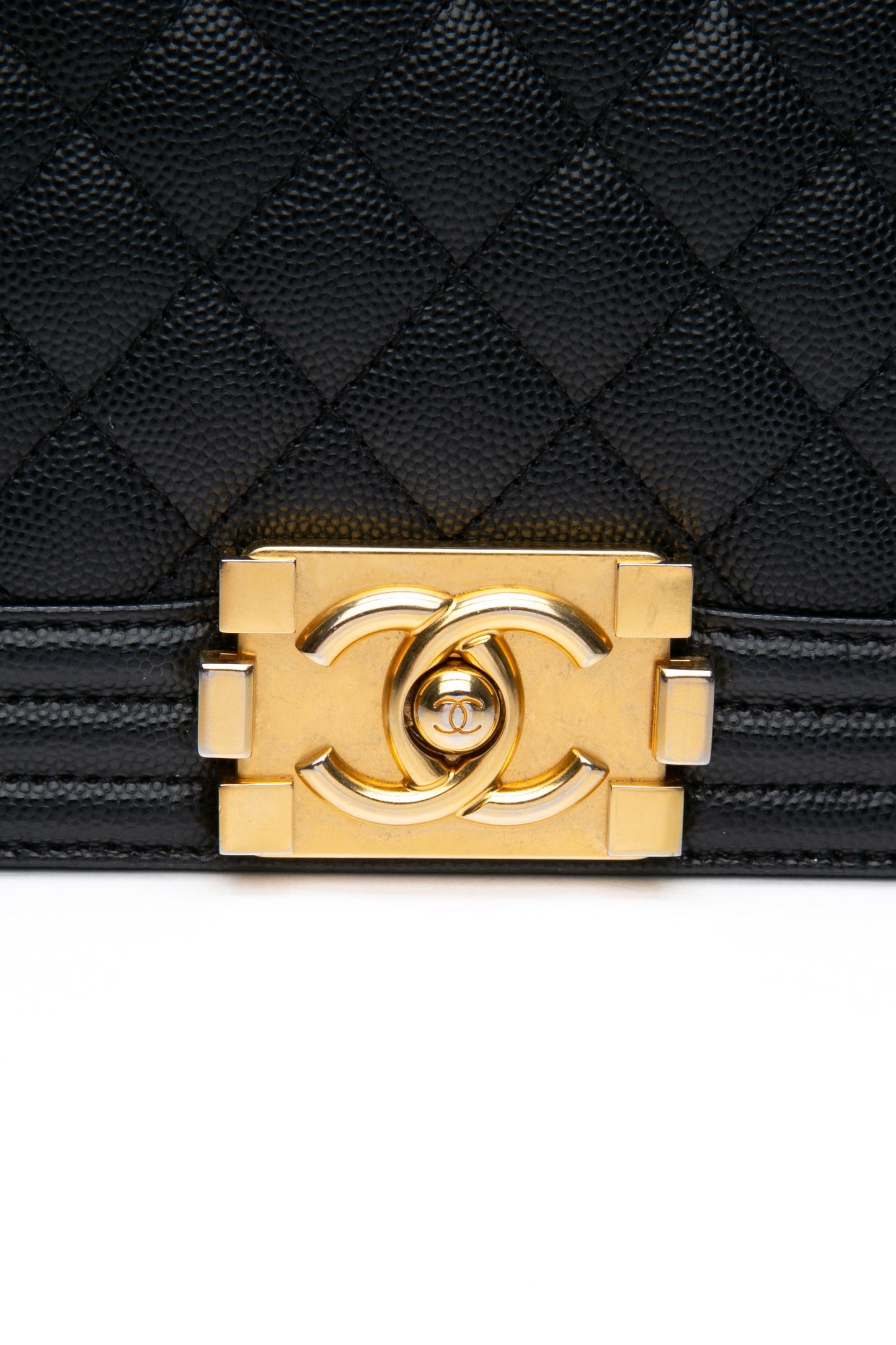 CHANEL Black Caviar Quilted Boy Small Flap Bag