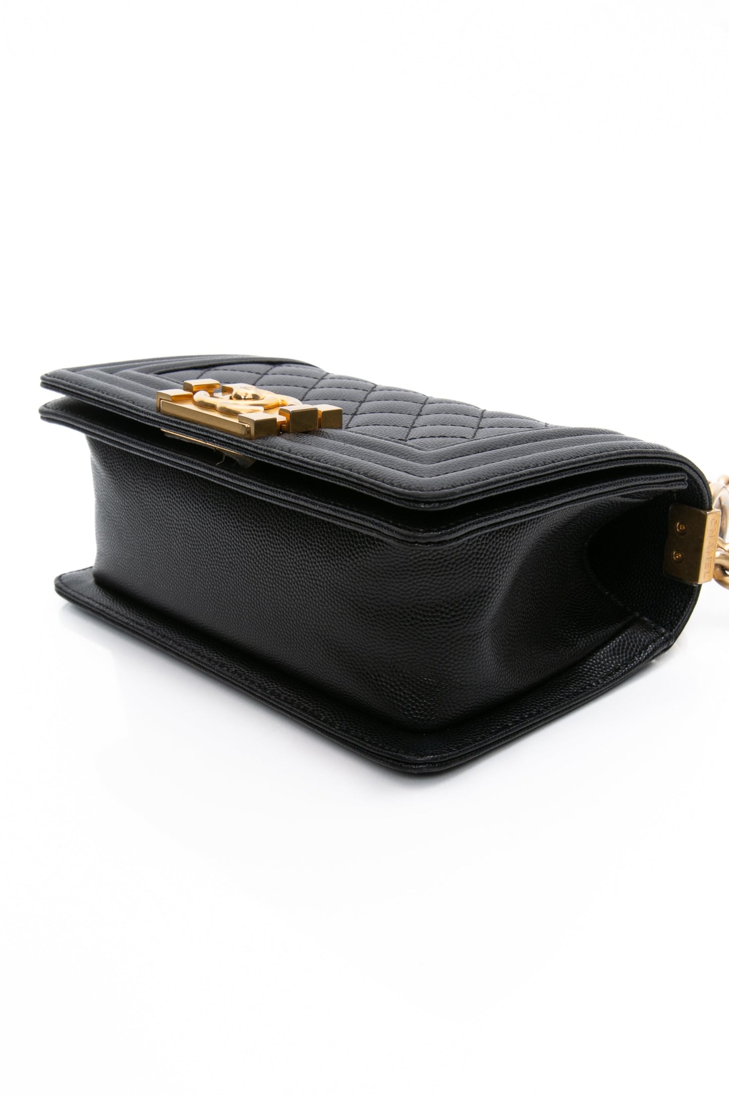 CHANEL Black Caviar Quilted Boy Small Flap Bag