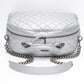 CHANEL Silver Metallic Calfskin Quilted Medium Airlines Round Trip Bowling Bag