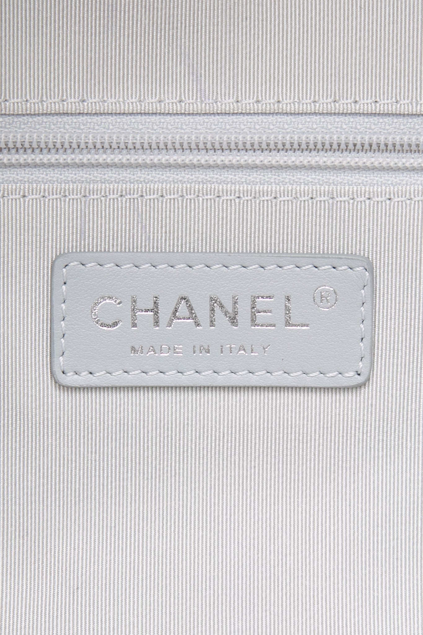CHANEL Silver Metallic Calfskin Quilted Medium Airlines Round Trip Bowling Bag