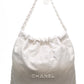 CHANEL 22 White Light Grey Calfskin Quilted Hobo Bag