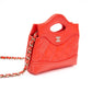 CHANEL Coral Red Shiny Lambskin Quilted Mini 31 Clutch with Chain (New)