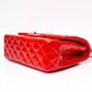 CHANEL Red Quilted Patent Leather Classic Jumbo Double Flap Bag