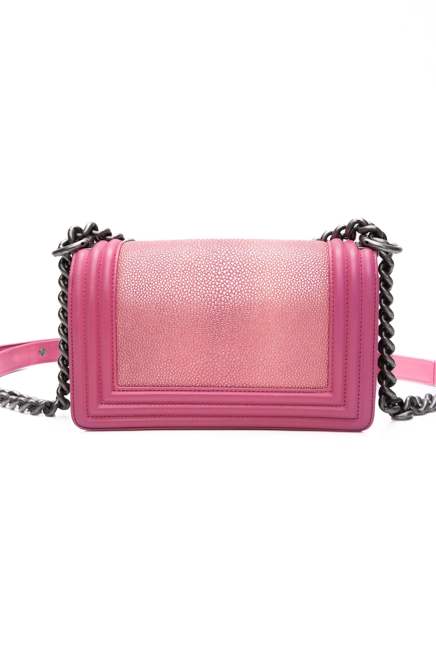 CHANEL Pink Galuchat Stingray Small Boy Flap Bag