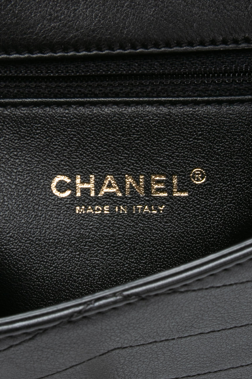 CHANEL Black Calfskin Chevron Stitched Coco Belt Bag