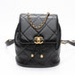 CHANEL 24S Black Quilted Lambskin Enamel and Gold Tone Hardware Backpack