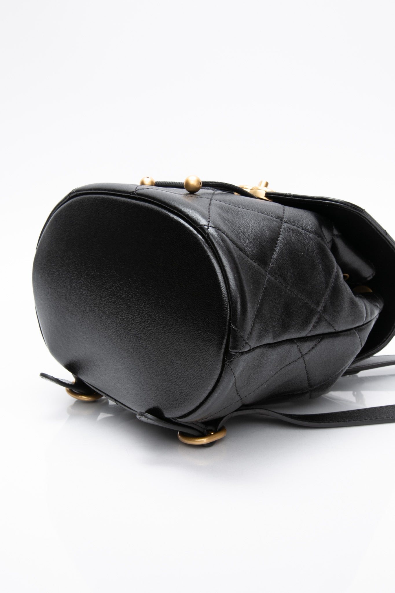 CHANEL 24S Black Quilted Lambskin Enamel and Gold Tone Hardware Backpack