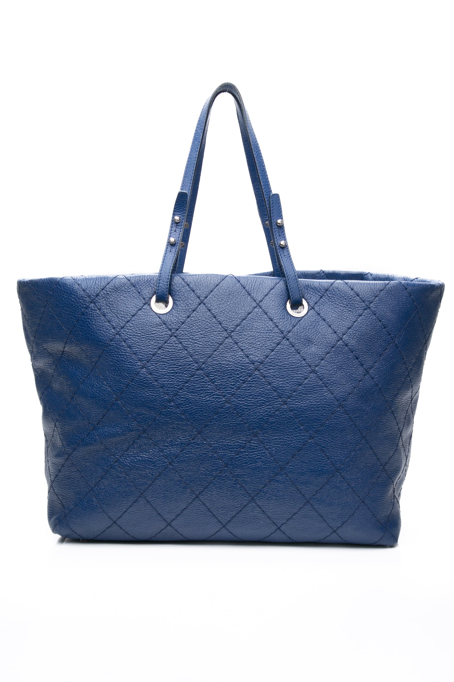 CHANEL Blue Quilted Glazed Leather On-The-Road XL Tote Bag