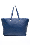 CHANEL Blue Quilted Glazed Leather On-The-Road XL Tote Bag