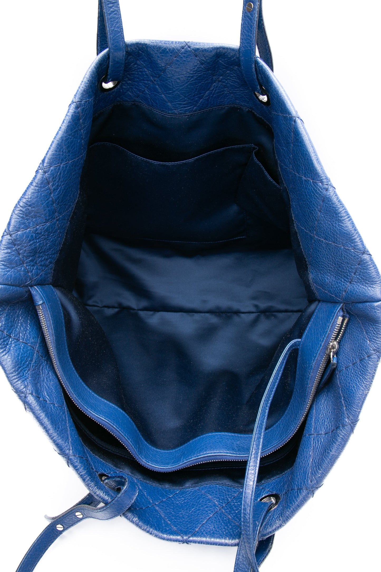 CHANEL Blue Quilted Glazed Leather On-The-Road XL Tote Bag