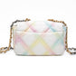CHANEL White Multicolor Goatskin Quilted Medium Chanel 19 Flap Bag