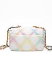 CHANEL White Multicolor Goatskin Quilted Medium Chanel 19 Flap Bag
