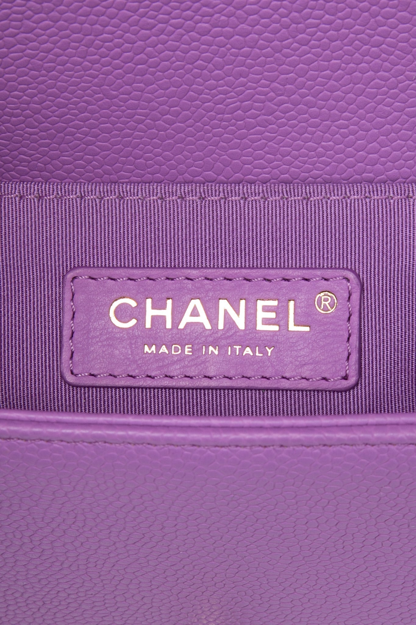 CHANEL Purple Caviar Quilted Boy Small Flap Bag