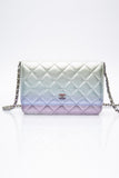 CHANEL 21K Gradient Metallic Rainbow Ombre Quilted Wallet on Chain WOC