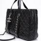 CHANEL Large Black Quilted Leather Python Easy Carry Tote