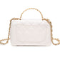 CHANEL Mini White Quilted Calfskin Top Handle Flap Bag with Chain