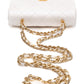 CHANEL Mini White Quilted Calfskin Top Handle Flap Bag with Chain