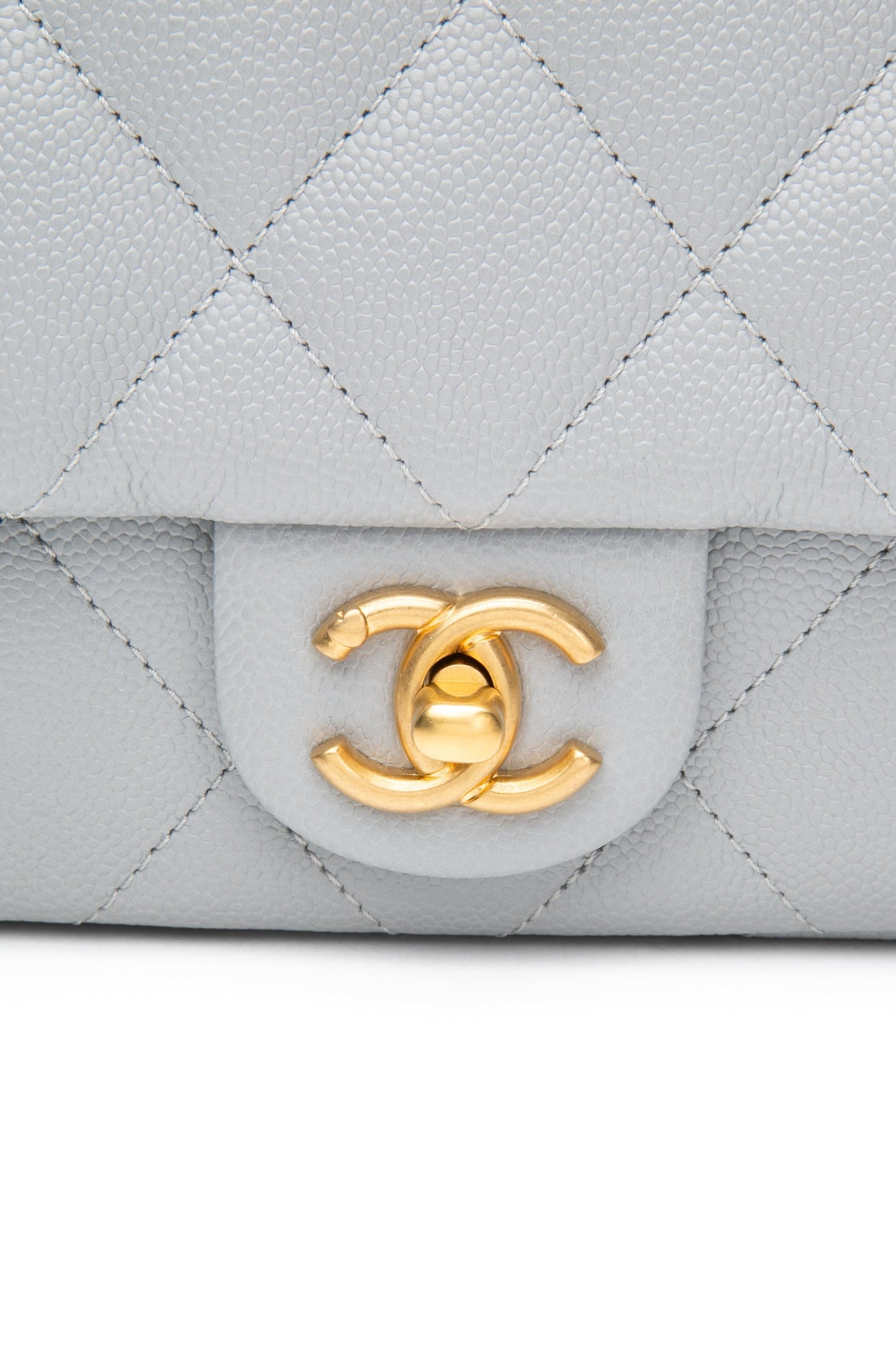 CHANEL Grey Caviar Quilted Sweetheart Mini Flap Bag