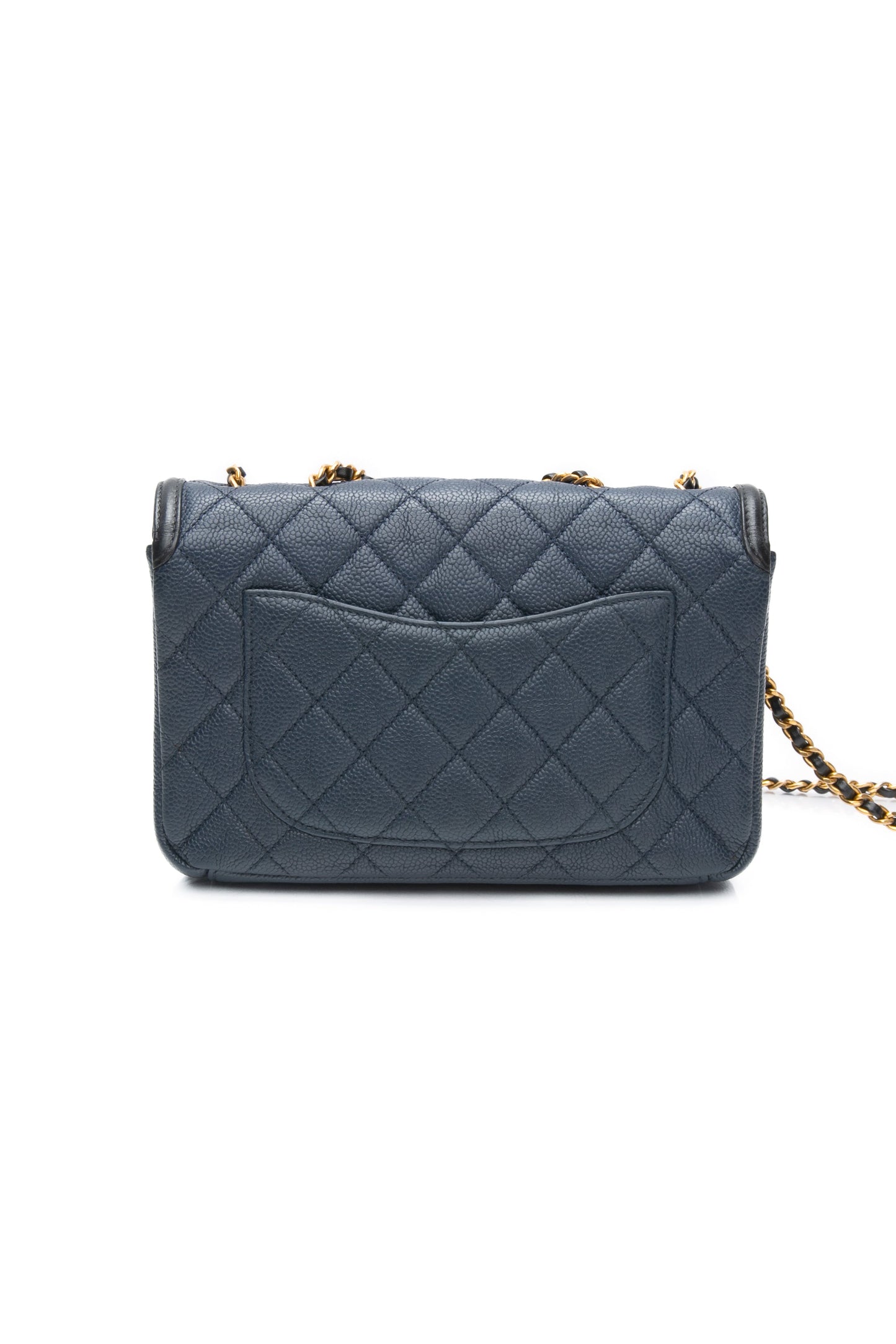 CHANEL Navy & Black Caviar Quilted Small CC Filigree Flap