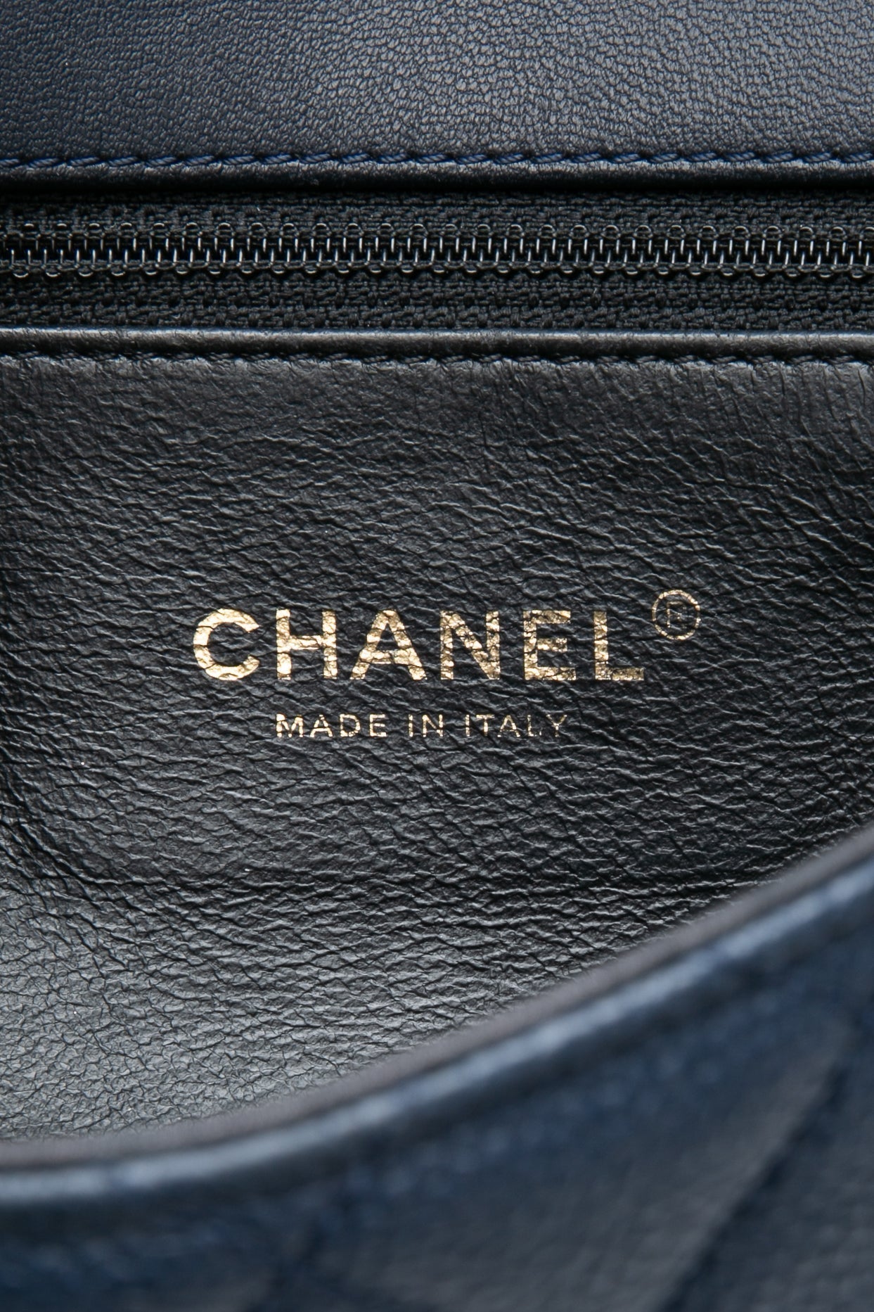 CHANEL Navy & Black Caviar Quilted Small CC Filigree Flap